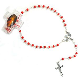 Collier de chapelet catholique Holy Souls petites perles de verre chapelet d'enfants du Saint-Esprit avec boîte en croix en plastique - Product Image 2