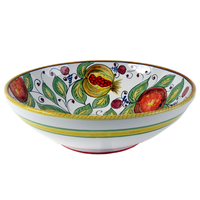 Bol rond en céramique de 30 cm / 11,8 pouces avec motif poire, pomme, citron et grenade, fait à la main en Italie