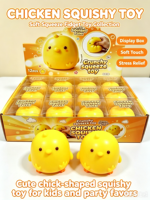 Jouet anti-stress en forme de poulet, jouet sensoriel en TPR souple à presser, poulet jaune mignon, jouet sensoriel à effet sonore