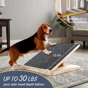 Rampe d'escalier pliable en bois pour animaux de compagnie, escalier intérieur pour chien, tapis antidérapant, rampe pour chien âgé, escalier personnalisable - Product Image 3