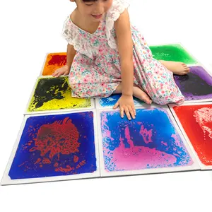 tiktok hot selling 2023 toys Square sensory training special children's liquid floor pvc tile liquid tile for sensory training