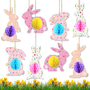 Ensemble de guirlandes en papier Joyeuses Pâques, design personnalisé pour <span class=keywords><strong>la</strong></span> décoration de fête sur <span class=keywords><strong>le</strong></span> thème du lapin, fournitures à suspendre - Product Image 3