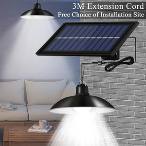 Solar Pendant Light Outdoor Waterproof LED <b>Lamp</b> Double-head Chandelier Decorations with <b>Remote</b> <b>Control</b> for Indoor Shed Barn Room - Product Image 2