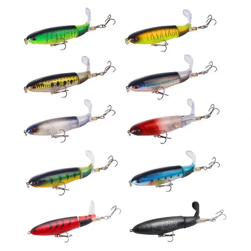 Hot Sale 15g 11cm Topwater Floating Whopper Plopper Lure Hooks Hard Bait Propeller Fishing Lures