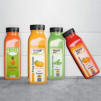 Autocollant d'emballage de bouteilles de jus de mangue pour boissons avec logo imprimé Bopp personnalisé du fournisseur 12oz 32oz Bouteilles en plastique vides avec étiquettes