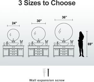 Round Wall Mirror Circular Black <strong>Bathroom</strong> Mirror Round Wall Mirrors for Living Room Bedroom <strong>Bathroom</strong> Washroom <strong>Rustic</strong> <strong>Vanity</strong>. - Product Image 6