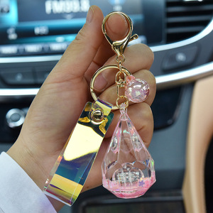 Đèn Pin <span class=keywords><strong>LED</strong></span> Sáng Tạo Acrylic Water Drop <span class=keywords><strong>Key</strong></span> Chain Symphony Dây Da Móc Chìa Khóa Vào Mặt Dây Chuyền Cát Dầu - Product Image 2