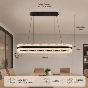 Modern Metal Pendant <b>Light</b> Dimmable Remote Tricolor <b>LED</b> Adjustable Height <b>For</b> Indoor Dining <b>Room</b> Home Villa Hotel - Product Image 3