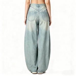 Özelleştirilmiş moda kadın geniş bacak pantolon yaz yeni tasarım Denim Harem pantolon - Product Image 6