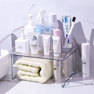 Lüks şeffaf çok fonksiyonlu depolama raf mutfak rafı masaüstü katlanır kozmetik banyo raf - Product Image 5