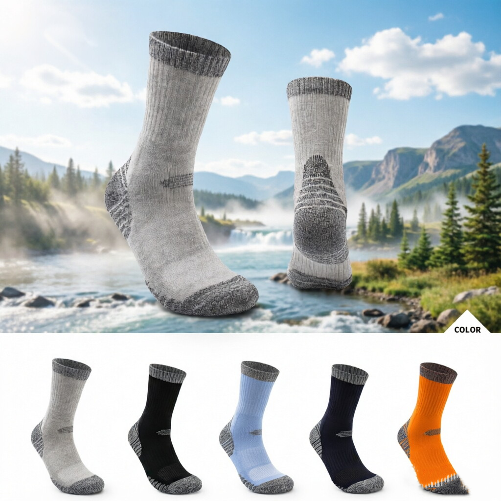 New High Quality Outdoor Camping Mountaineering Socks Custom Thick Wool Crew Hiking Socks