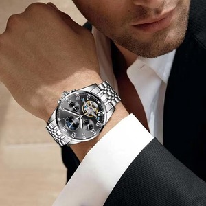 Reloj de Hombre Drioshipping con Cristal de Zafiro, Movimiento Mecánico Totalmente Automático, Resistente al Agua 50M, Relojes de Pulsera de Acero Inoxidable Personalizados - Product Image 4