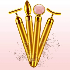 Barre de beauté énergétique en quartz rose et or, masseur vibrant pour le visage, rouleau de jade pour le soin de la peau - Product Image 5