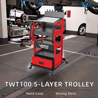 Chariot d'atelier robuste TWT100 en acier à haute teneur en carbone à 5 niveaux, pour outils de réparation automobile, diagnostic et scanner d'ordinateur portable