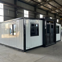 Maison préfabriquée de 20 pieds 30 pieds 40 pieds, petite maison avec 2 chambres à coucher, 1 salle de bain et balcon triangulaire sur le toit de la cuisine portable
