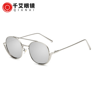 Gafas de Sol Redondas Qianai con Marco Metálico Plateado, Lentes con Protección UV400, Estilo Moderno Unisex J3 1507 - Product Image 3