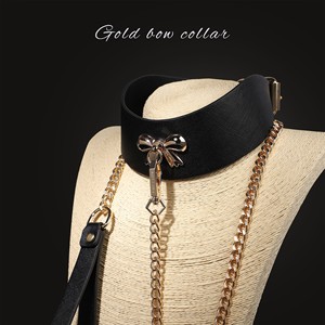 BANSEY Collar de cuero con cinco cascabeles, cadena de correa de metal pesado, estimulación sensorial, entrenamiento BDSM, accesorio para el cuello, disfraz para juegos con mascotas - Product Image 3