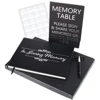 シルバーフォイルの愛する記憶の葬儀のための黒いハードカバー記念ゲストブック記念ゲストブック