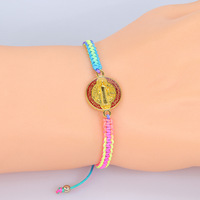 Bracelet chapelet fait main en cordon rouge noué, Vierge Marie/Saint Benoît/Saint Jude, porte-bonheur pour homme ou femme, idéal comme cadeau
