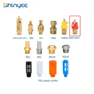 SHINYEE PNEUMATIC Brass auto safety relief valve with red safety cover for air compressor pneumatic silencer muffler silencers