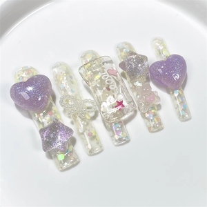<span class=keywords><strong>Ongles</strong></span> à presser 3D faits main de haute <span class=keywords><strong>qualité</strong></span>, longs, forme cercueil, carrés, stiletto, mignons, <span class=keywords><strong>faux</strong></span> <span class=keywords><strong>ongles</strong></span> en acrylique, 10 pièces - Product Image 1