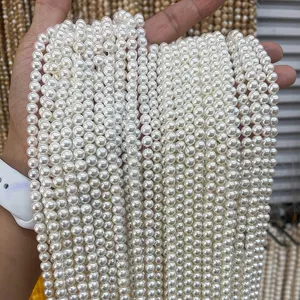 Venta al por mayor 2-20MM color deslumbrante 7A perla de concha Natural fuera de cuentas blancas redondas sueltas espaciador cuentas para la fabricación de joyas