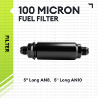 Filtre à carburant en ligne 100 microns, élément en aluminium billette et acier inoxydable, AN8 AN10, anodisé noir, pour performance du système de carburant EFI