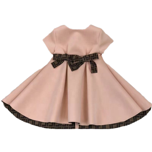 Vestido de Fiesta para Niñas 2026, Diseño a Cuadros, Cuello Redondo, Manga Corta, Cierre Trasero con Lazo, Largo hasta la Rodilla, Silueta Trompeta/Sirena, para Verano, ODM - Product Image 3