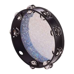 Tambor de mano de pandereta radiante de madera de 10 pulgadas con jingles de doble fila tambor reflectante brillante - Product Image 6