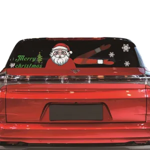 Autocollants de fenêtre arrière en vinyle découpé, 1 paire, stickers de voiture, dessin animé de noël