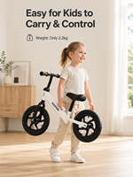 Bicicleta de equilibrio para niños de 12 pulgadas con sillín y manillar ajustables en altura, ligera, para niños de dos a seis años.