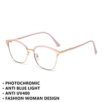 Lunettes anti-lumière bleue optiques en alliage or noir, grandes lunettes carrées anti-reflets 2026, verres photochromiques pour femmes