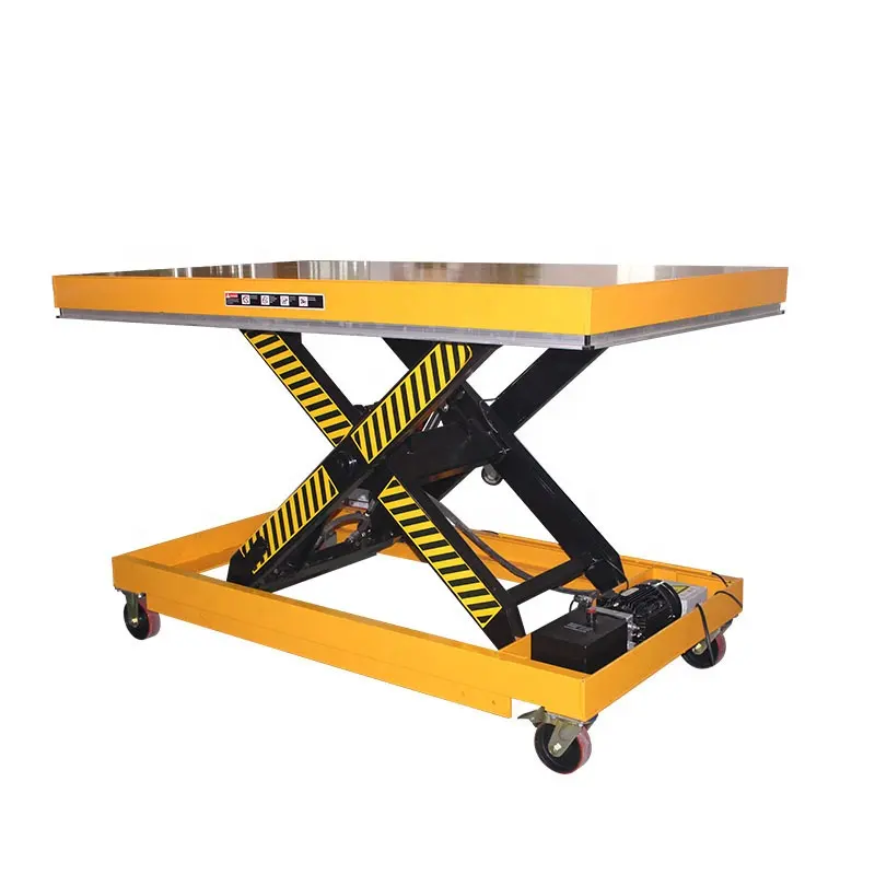 Factory direct sale Hydraulic stationary lifting table double scissors with wheels