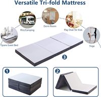 Matelas pliable tout-en-un de 2 pouces d'épaisseur, fermeté moyenne, doux et résistant à l'humidité, en POE, non toxique, certifié OEKO-TEX, hypoallergénique, en tissu maillé pour chambre à coucher