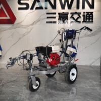 Máquina para Demarcación de Estacionamientos con Motor de 5.5HP, Pulverizador de Pintura sin Aire con Pintura Fría, Líneas Nítidas de 0-450mm y Bajo Ruido