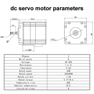 มอเตอร์ไร้แปรงถ่านแบบออปติคอลเอนโค้ดเดอร์ 3 เฟส 8 ขั้ว 48V 60W 3000RPM 1.6A สำหรับเครื่องจักรสิ่งทอ JSS60BSB74D030B - Product Image 5