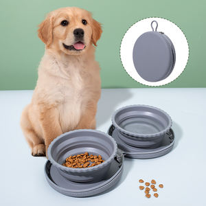 BPA livre silicone bacias do cão para viagens fácil tendo dobrável tigela dupla - Product Image 1