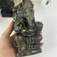 Nouvelle Arrivée Produit Vente à Chaud Cristal Sculptures Golden Obsidian Ganesh Pour La Décoration