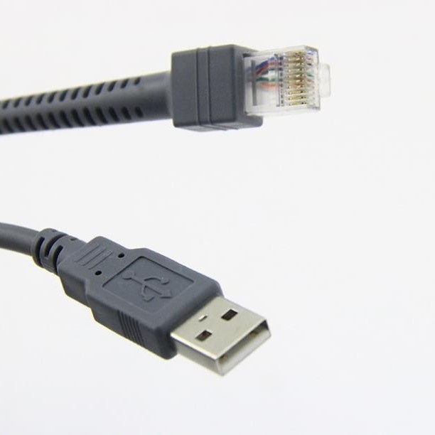 USB-A to Barcode Scanner Data Cable 2m for Motorola Symbol LS2208 4208