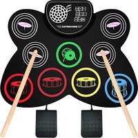 Bass Cymba Instrument de musique Kit de batterie enroulable en silicone Pad de batterie électronique avec haut-parleur Interface USB