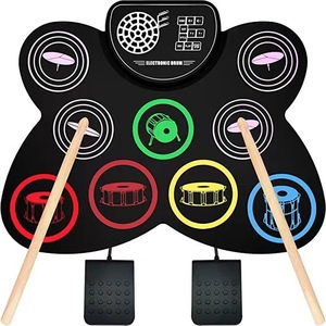 Bass cymba nhạc cụ Silicone tay cuộn lên trống Kit Trống điện tử pad với Loa giao diện USB - Product Image 1