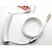 Personalizado colorido nailon trenzado aluminio 11FT 3,3 metros en espiral USB C cable mecánico teclado Cable con resorte para teclado