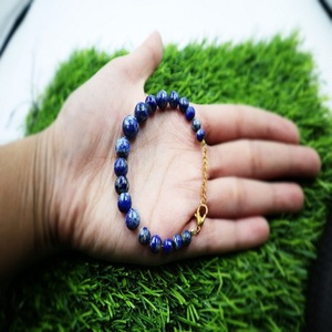 High Quality Classic Style Gold Plated Natural Lapis Lazuli Beaded <b>Adjustable</b> <b>Bracelet</b> for Anniversary Gift Jewelry Making - Product Image 5