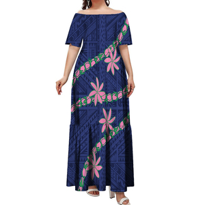 Vestido Plisado de Manga Corta con Hombros Descubiertos, Estilo Samoano Malu, Talla Grande 7XL, Casual de Negocios, Venta al Por Mayor - Product Image 4