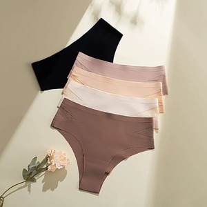 Alta resistencia Seda <span class=keywords><strong>de</strong></span> hielo sin costuras Color sólido para <span class=keywords><strong>mujer</strong></span> Malla lateral Triángulo hueco Calzoncillos <span class=keywords><strong>de</strong></span> <span class=keywords><strong>desnudez</strong></span> sexy - Product Image 3