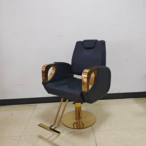 Chaise de barbier moderne or-noir en vente chaude, équipement de salon en gros, mobilier pour salons de beauté, construction en métal - Product Image 2