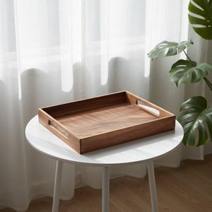 Plateau de service en bois d'acacia de qualité supérieure <span class=keywords><strong>avec</strong></span> poignées - Grand plateau rectangulaire en bois pour table basse, petit-déjeuner au lit - Product Image 2