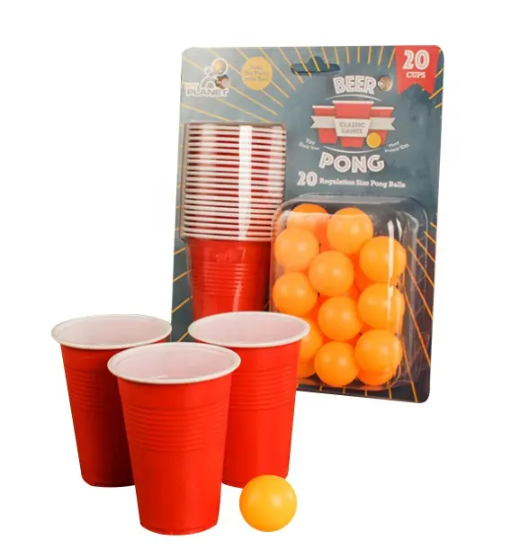 Beer Pong Game Set with 20/24 Pieces Cups and Balls Customized Logo and Design