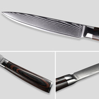 Couteau utilitaire Damas en acier VG10, lame 67 couches, manche en bois Pakka, outil de cuisine pour la maison, le barbecue, le camping en plein air, la randonnée, vente en gros