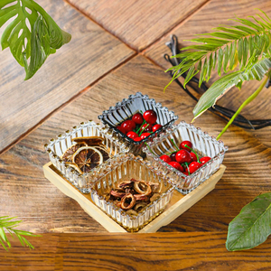 Plateau en bois écologique pour la maison, assiette à collation de style américain, bol en verre pour servir des bonbons, des fruits secs, ensemble d'assiettes polyvalentes - Product Image 3